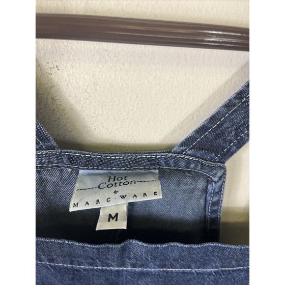 Hot Cotton Marc Ware Blue Denim Overall Maxi Dress Vintage NWT Rare Minimalist M - Picture 3 of 7